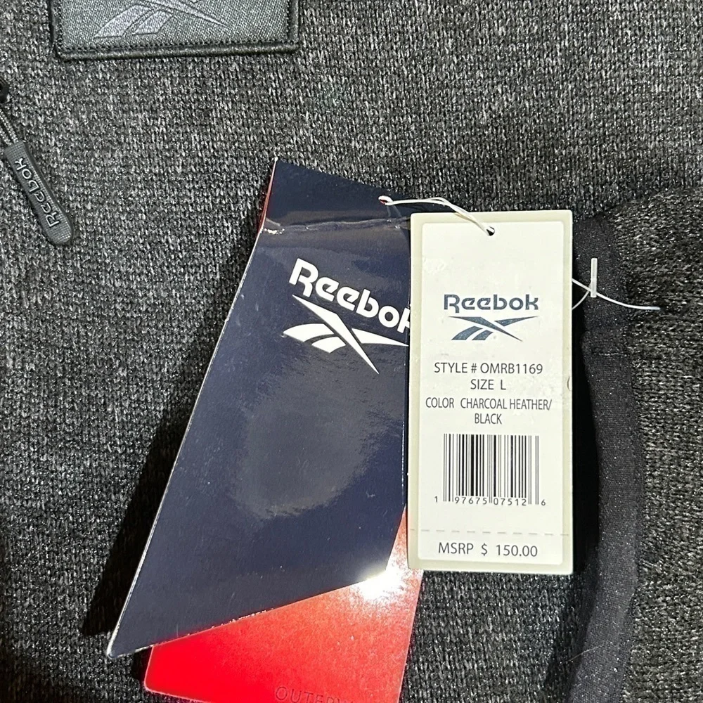Reebok Men's Jacket Outerwear  Climb Black Heather/Black Size-L #OMRB1169 NWT